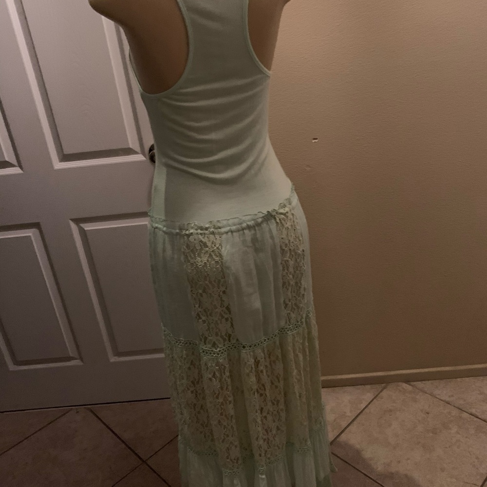 Pistachio color maxi summer dress